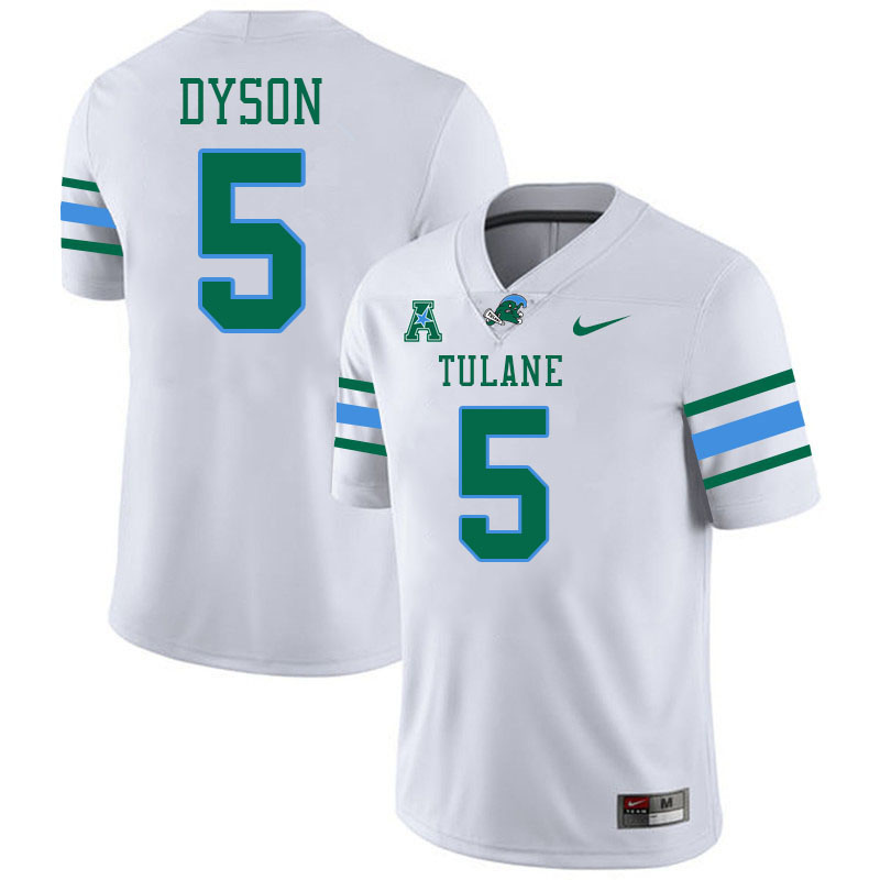 #5 Harvey Dyson Tulane Green Wave Jersey College Football Uniforms,Apparels Stitched-White